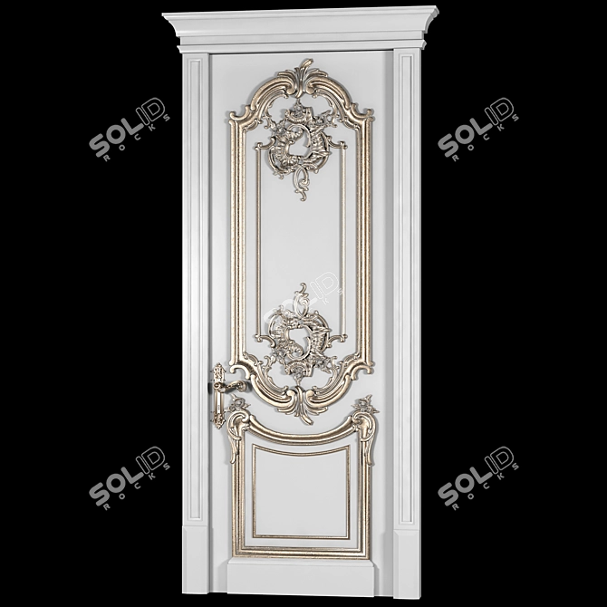 Elegant Arched Classical Door 3D model image 1