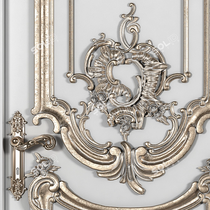 Elegant Arched Classical Door 3D model image 4