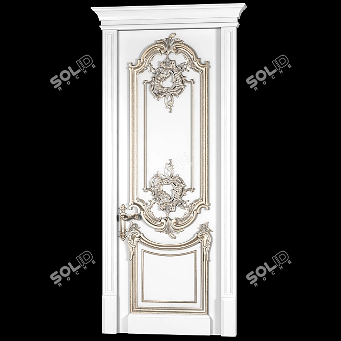 Elegant Arched Classical Door 3D model image 6