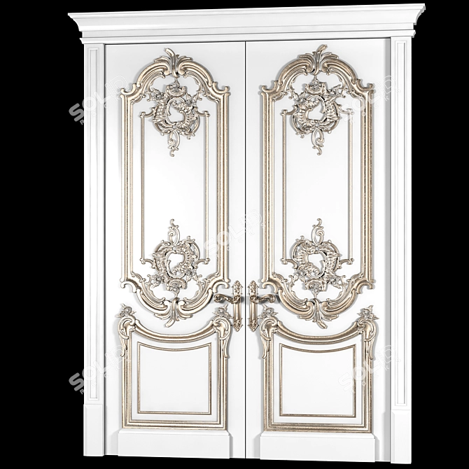 Elegant Arched Classical Door 3D model image 7