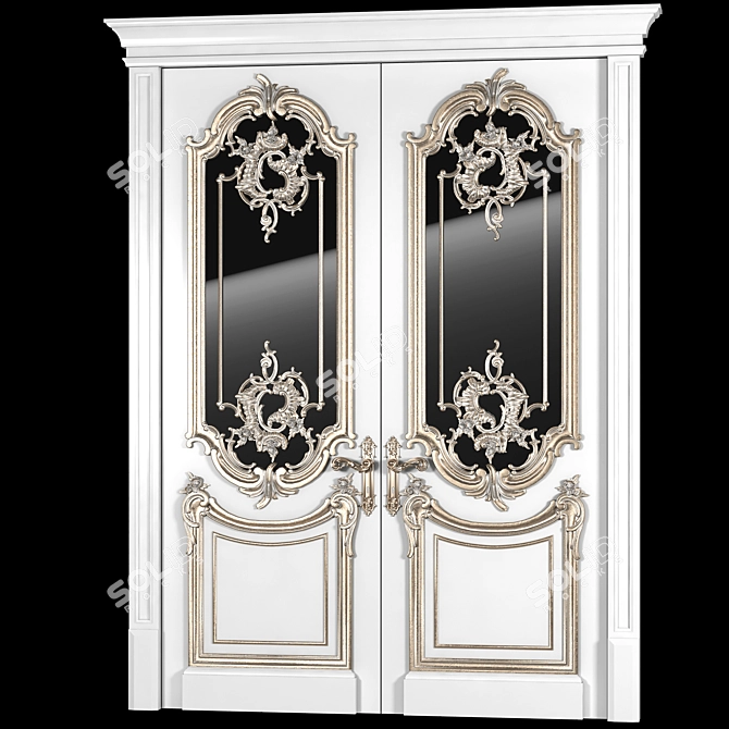 Elegant Arched Classical Door 3D model image 8