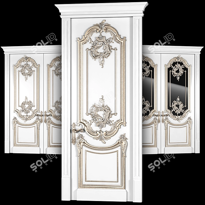 Elegant Arched Classical Door 3D model image 10