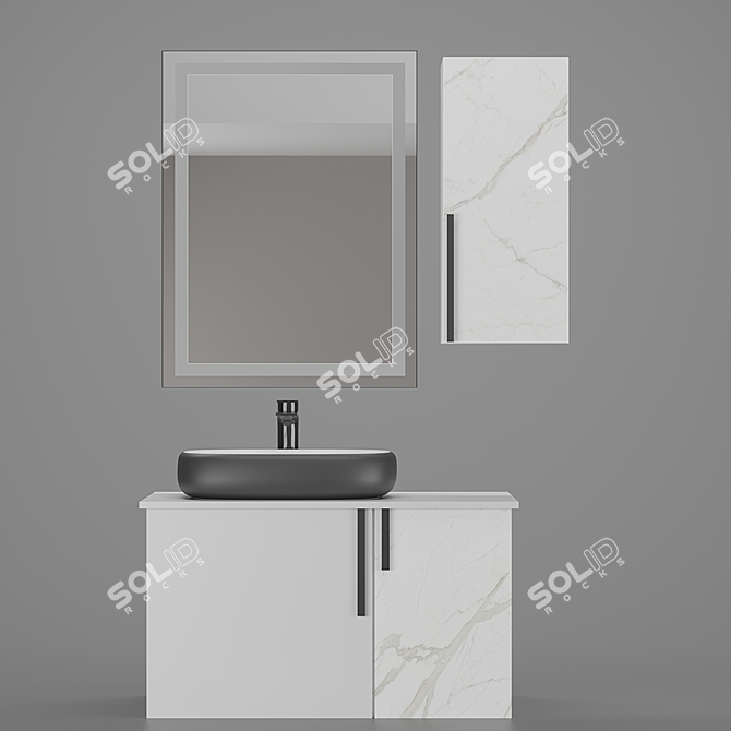 Elegant Bathroom Set 3D model image 1