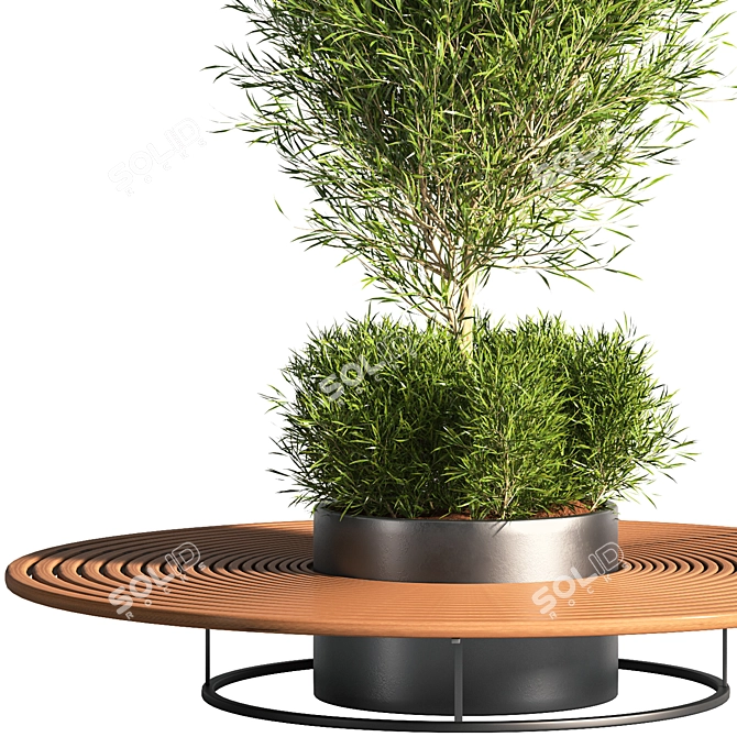 Nature-Inspired Park Bench Table 3D model image 3