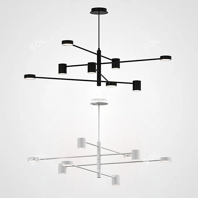 Minimalist LED Chandelier with Rotating Elements 3D model image 3