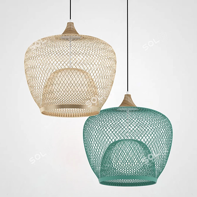 Scandinavian Mesh Pendant Light 3D model image 3