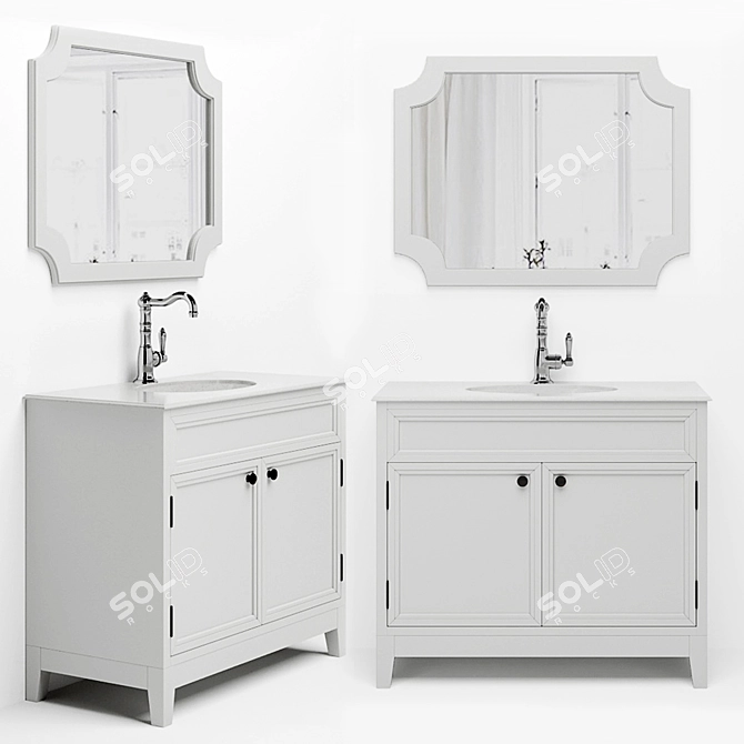 Elegant Compact Downton Bathroom Cabinet 3D model image 1