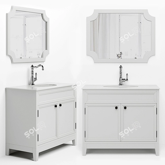 Elegant Compact Downton Bathroom Cabinet 3D model image 4