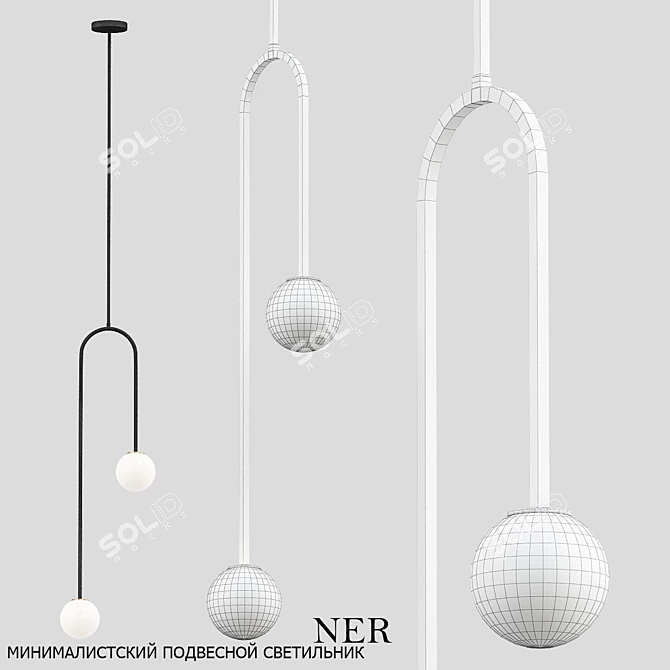 Minimalist Pendant Light with Globe Shades 3D model image 2