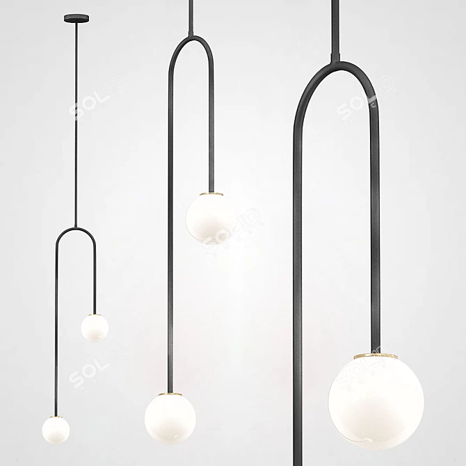 Minimalist Pendant Light with Globe Shades 3D model image 3