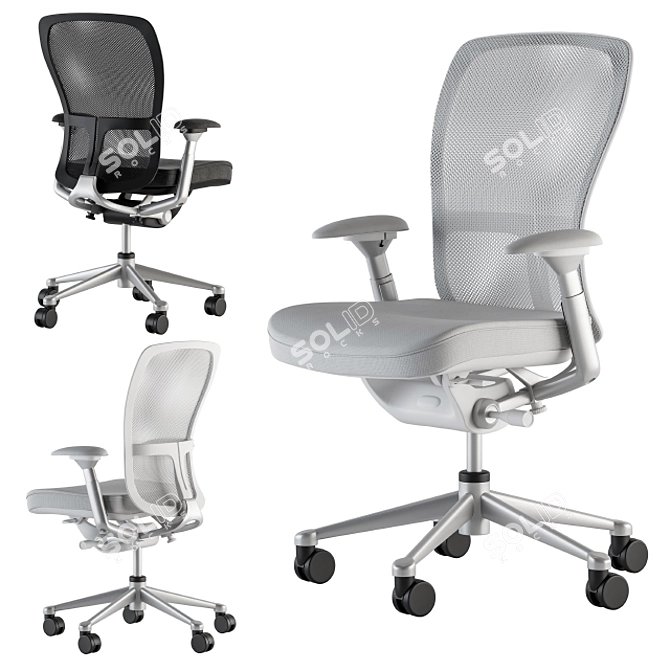 Zody Black and White Office Chair 3D model image 7