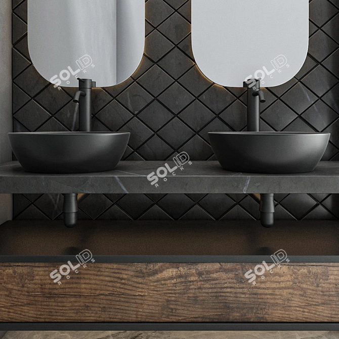 Modern 8-Piece Bathroom Set 3D model image 2