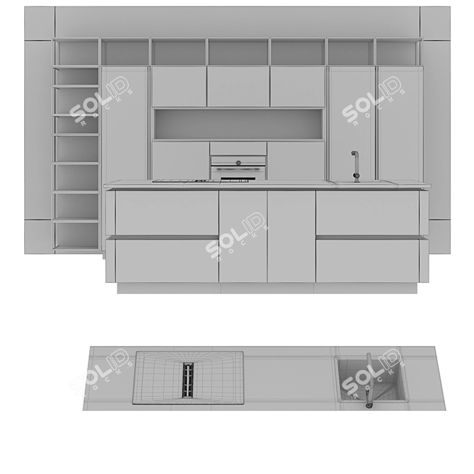 Sleek Kitchen Modern04: Smart Oven & Induction Hob 3D model image 5