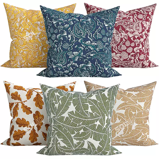 Elegant Textured Decorative Pillows 3D model image 1