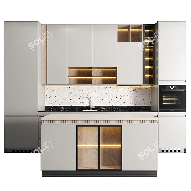 Modern Bosch & Smeg Kitchen Set 3D model image 1