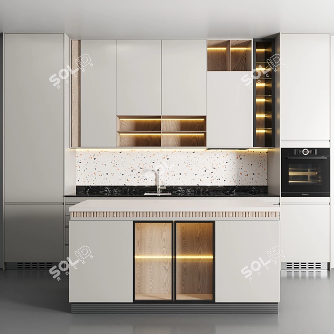 Modern Bosch & Smeg Kitchen Set 3D model image 2