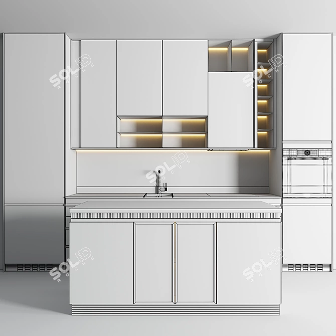 Modern Bosch & Smeg Kitchen Set 3D model image 5