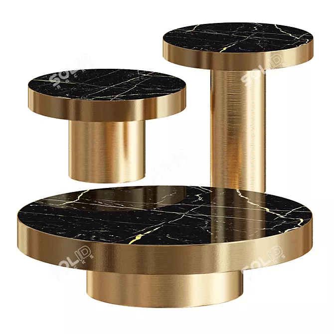 Enoki Marble & Brass Coffee Table 3D model image 1