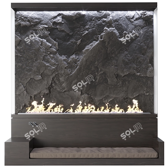 Sleek Bioethanol Fireplace - 2455mm x 2300mm x 1000mm 3D model image 2