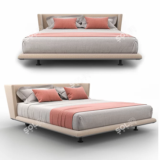 Elevate Your Bedroom with B&B Italia NOONU Bed 3D model image 1