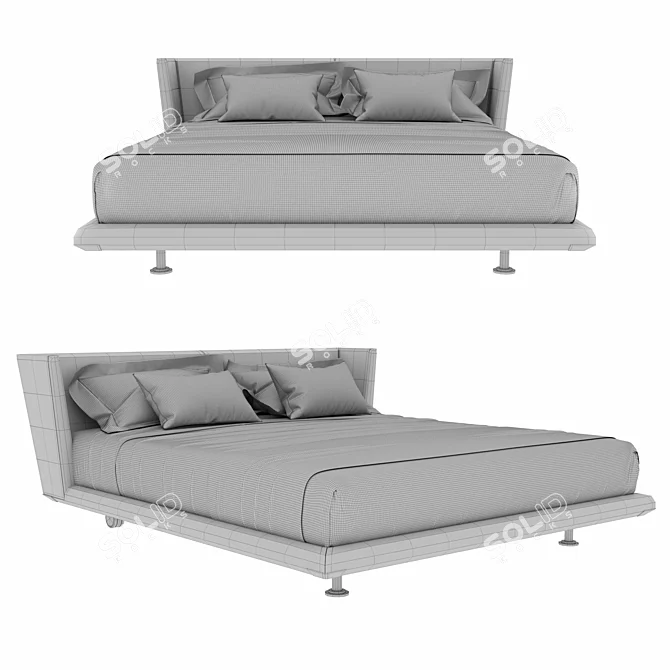 Elevate Your Bedroom with B&B Italia NOONU Bed 3D model image 2
