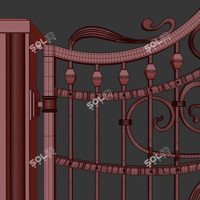 Elegant Wrought Iron Gate 3D model image 3
