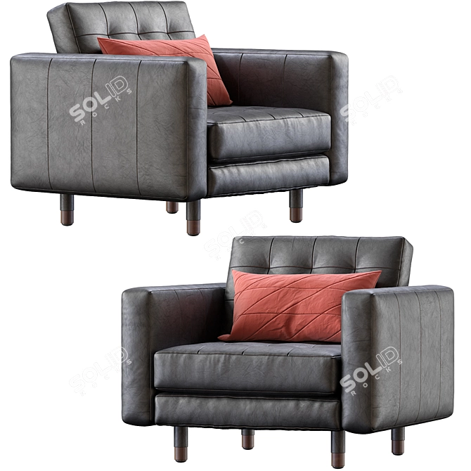 Landskrona Leather Armchair: Stylish Comfort by Ikea 3D model image 4