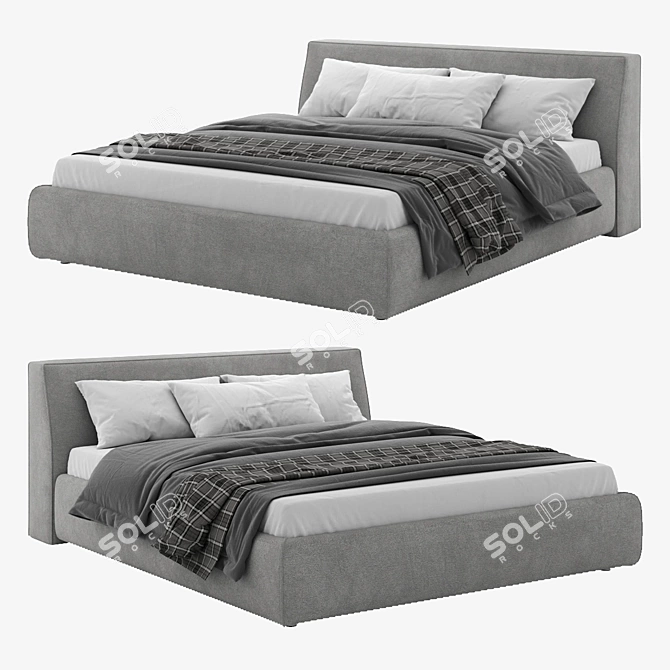 Elegant Altea Bed - 240x202x91 cm 3D model image 1