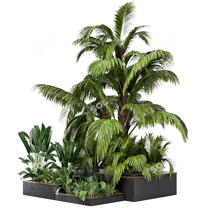 Outdoor Garden Set: 5 Plant Varieties 3D model image 1