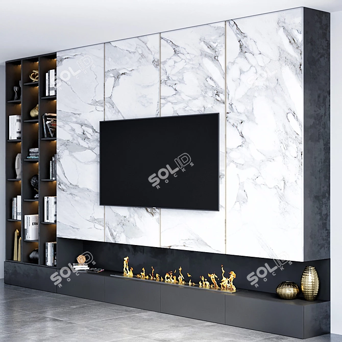 Sleek 500cm TV Unit 3D model image 7