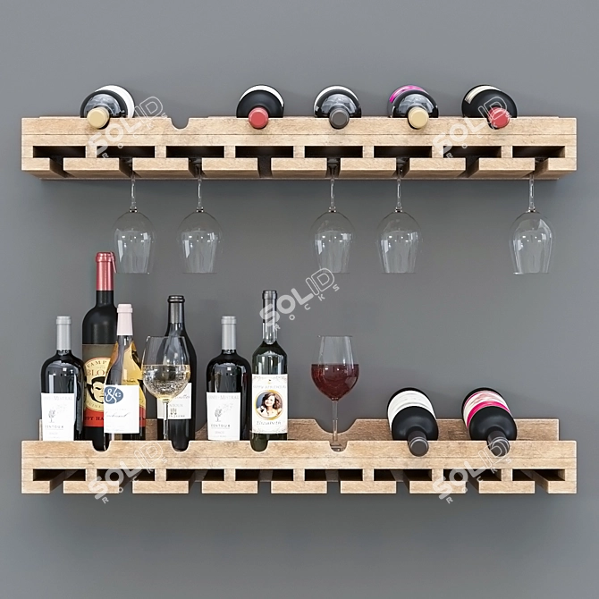 Elegant Wine Bottle Set 3D model image 2