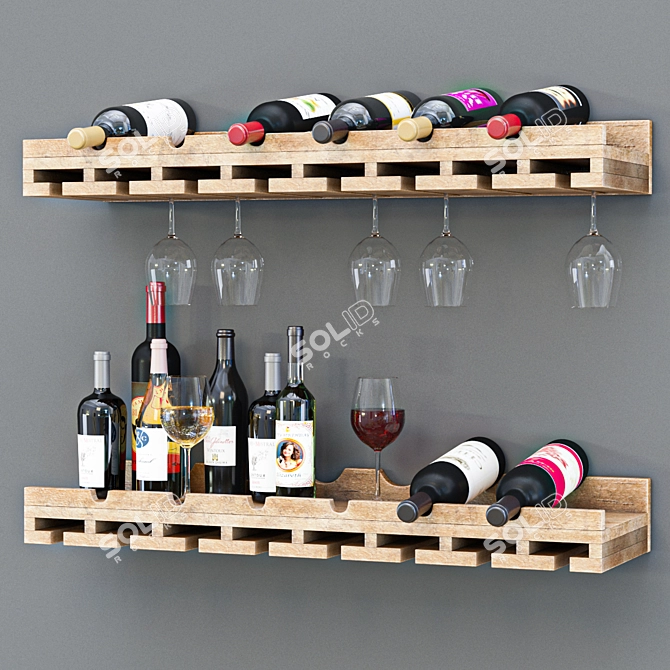 Elegant Wine Bottle Set 3D model image 3