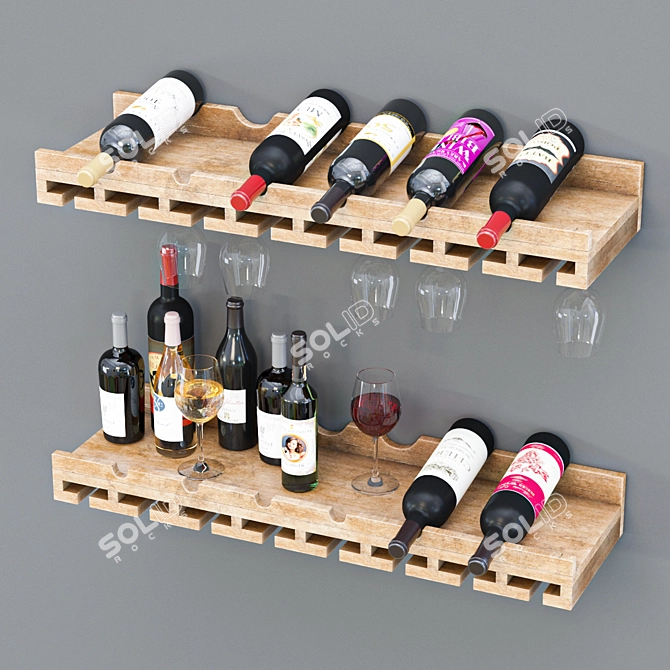 Elegant Wine Bottle Set 3D model image 5