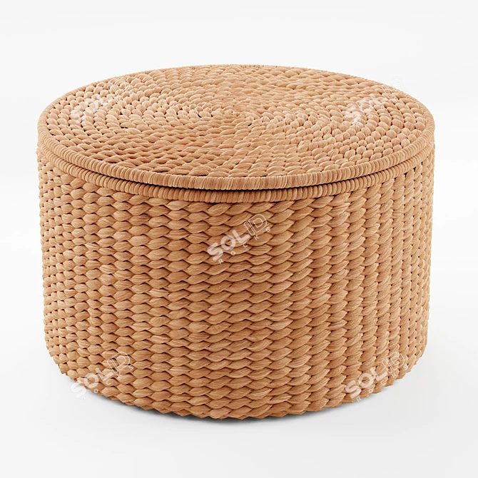 Seagrass Woven Storage Ottoman 3D model image 1