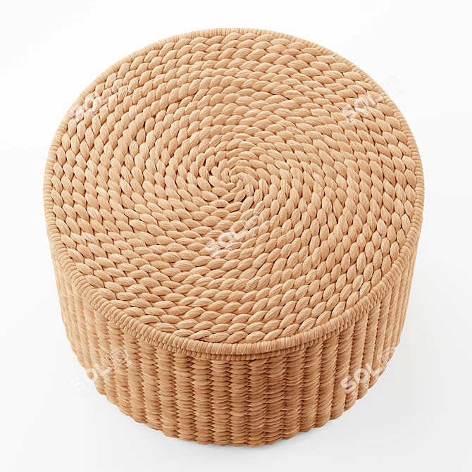 Seagrass Woven Storage Ottoman 3D model image 2