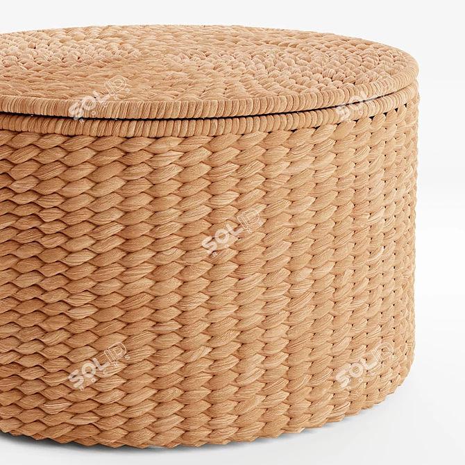 Seagrass Woven Storage Ottoman 3D model image 3