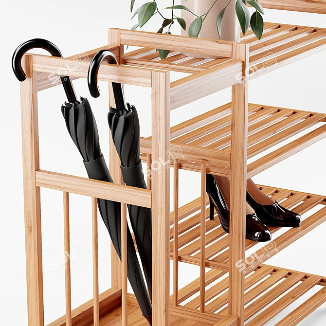 Bamboo Entryway Organizer: Stylish & Functional 3D model image 4