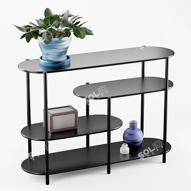 Sleek Metal Storage Shelf 3D model image 1