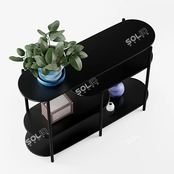 Sleek Metal Storage Shelf 3D model image 3