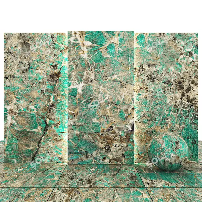 Krabi Marble: Luxurious 6 Texture Slabs & Floor Tiles 3D model image 1