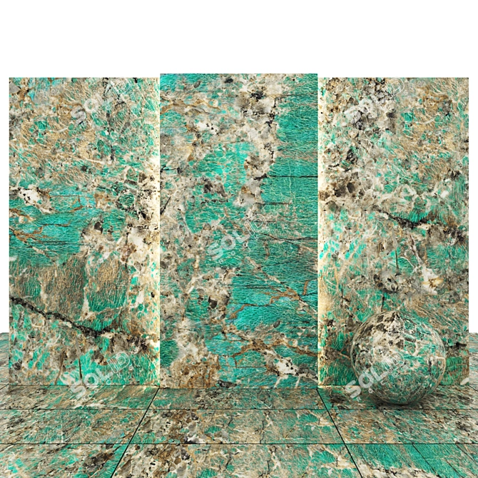 Krabi Marble: Luxurious 6 Texture Slabs & Floor Tiles 3D model image 2