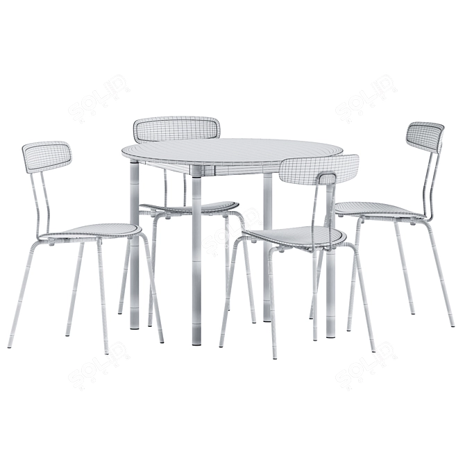 Sleek Base Round Table - D90 3D model image 5