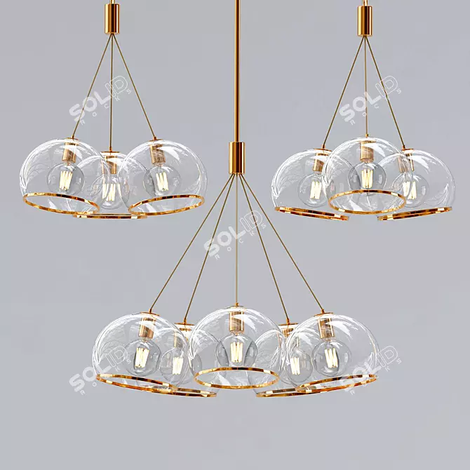 Elegant Brass Pendant Lights 3D model image 1