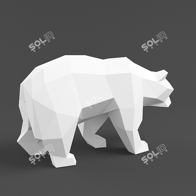 Polygonal Bear Sculpture 3D model image 2