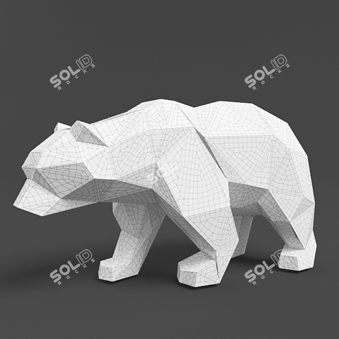 Polygonal Bear Sculpture 3D model image 3