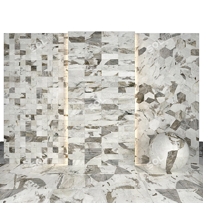 Elegant Copenhagen Marble Tiles 3D model image 2