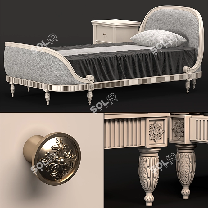 Elegant Symmetry: Gabriella Bed 3D model image 2