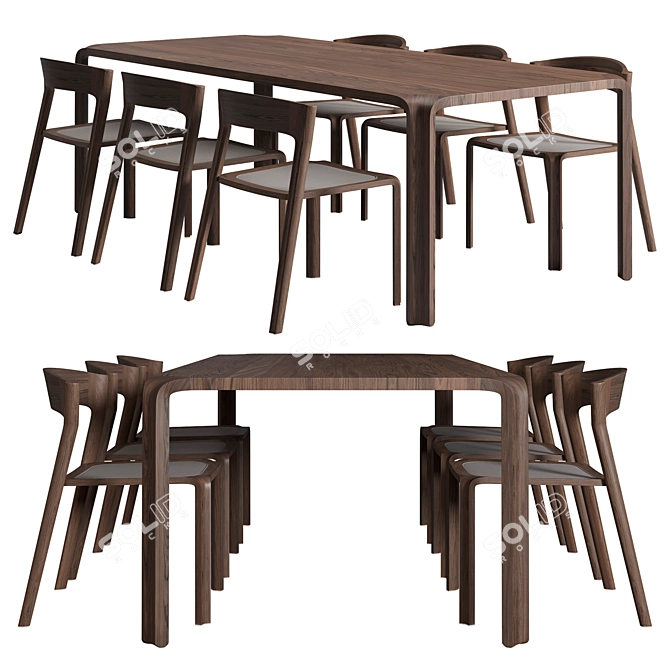 Primum Modern Dining Set 3D model image 1