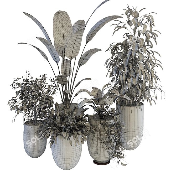 Greenery in Glass Vase: Set of 2 3D model image 6