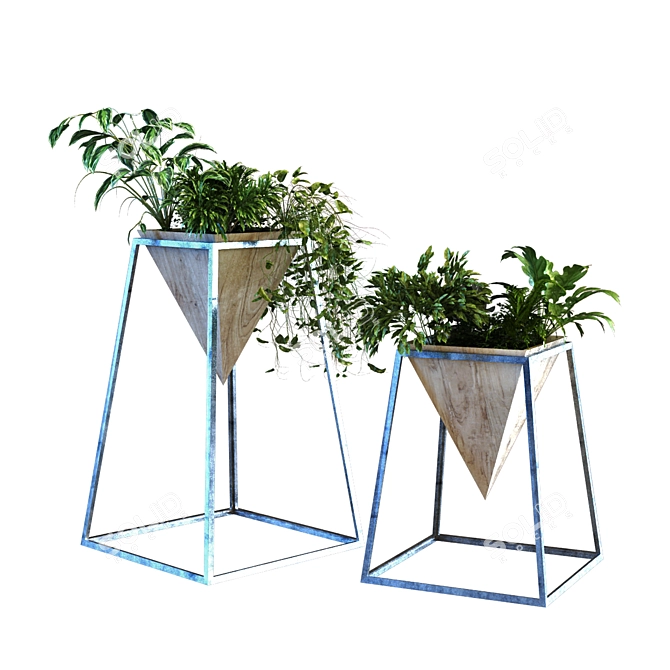 Elegant Plant Vase Set 3D model image 3